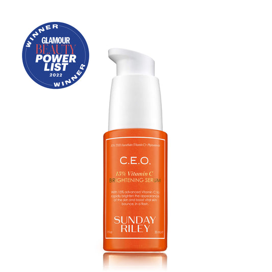 C.E.O. Vitamin C Serum 30ml pack shot with award