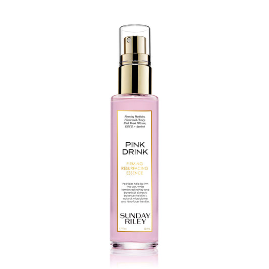 Pink Drink Firming Resurfacing Essence: Product Shot, standing on white surface and background